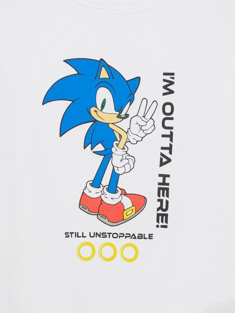 T shirt imprimé 'Sonic' manches courtes blanc