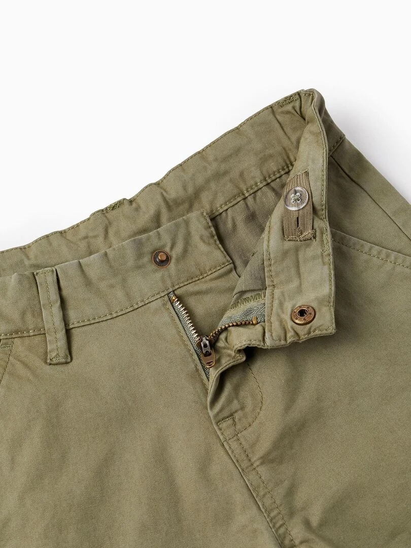Short Chino en Coton pour Garçon 'Midi'  CUBA   Vert foncé