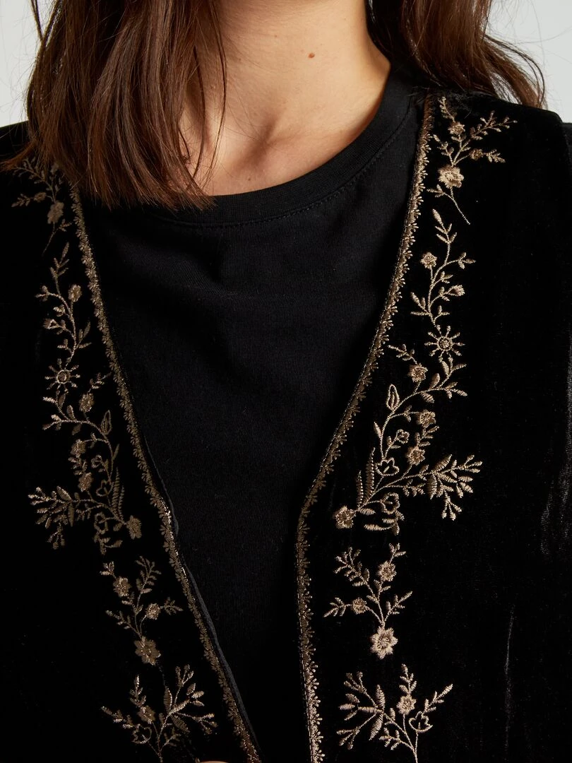Veste sans manches en velours   Noir