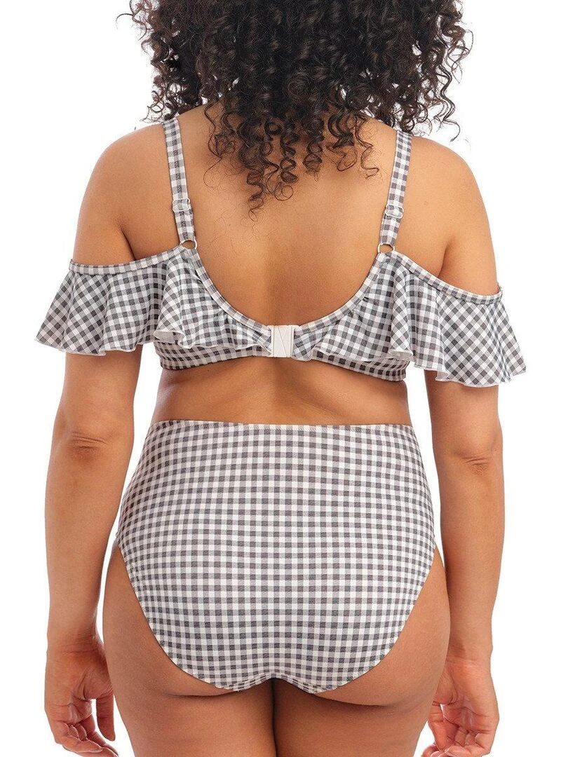 Haut de maillot de bain volanté grande taille Checkmate   Gris