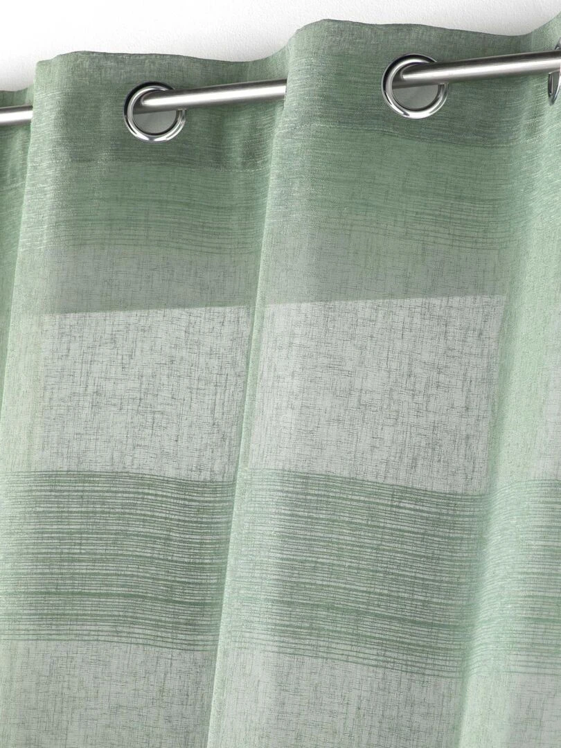 Voilage rayé fils chenille    Effet lin   Vert