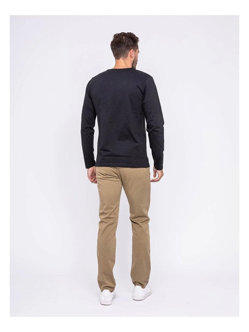 T shirt manches longues col rond pur coton JURTON   Noir