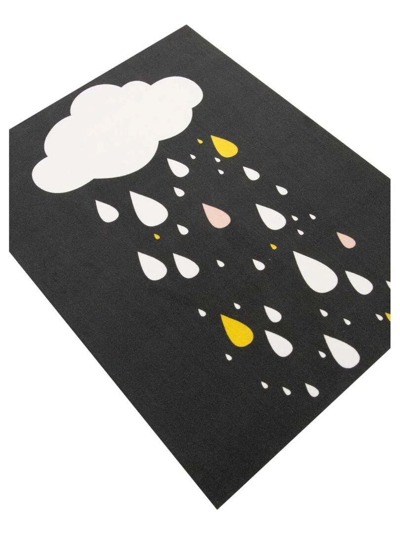 Tapis enfant RAINDROPS BLACK MD Noir 95x125 Fait en Europe en nylon   Noir