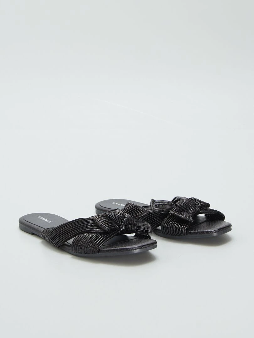 Mules avec nœud en satin Noir
