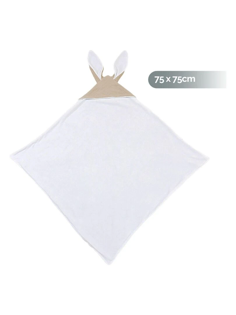 Cape sortie de bain intérieur 100 % coton Lapin Monsieur Bébé Beige