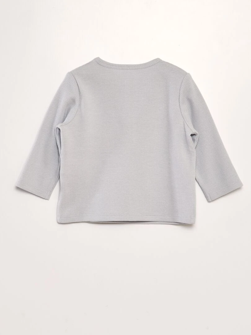 T shirt en maille gaufrée Bleu clair
