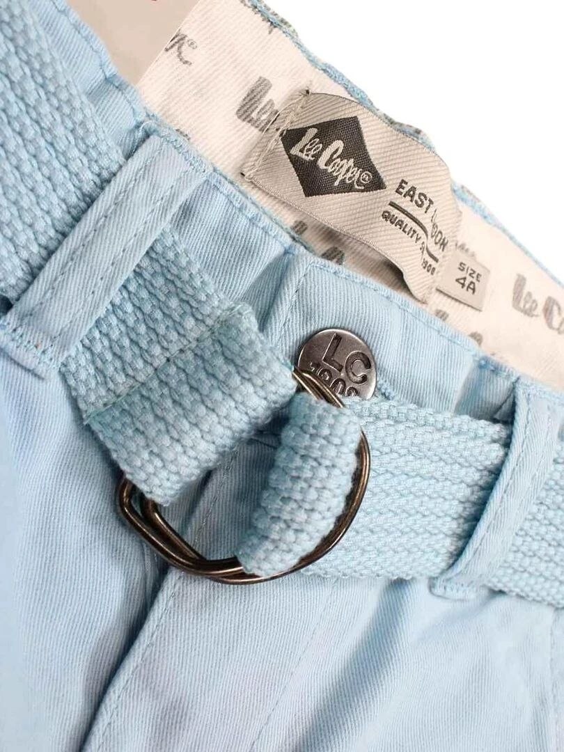 Lee Cooper   Bermuda garçon imprimé logo en coton   Bleu ciel