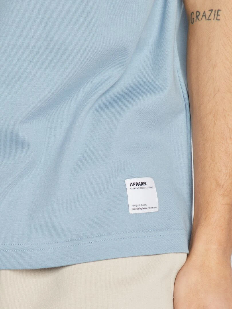 T shirt col rond en coton   Bleu