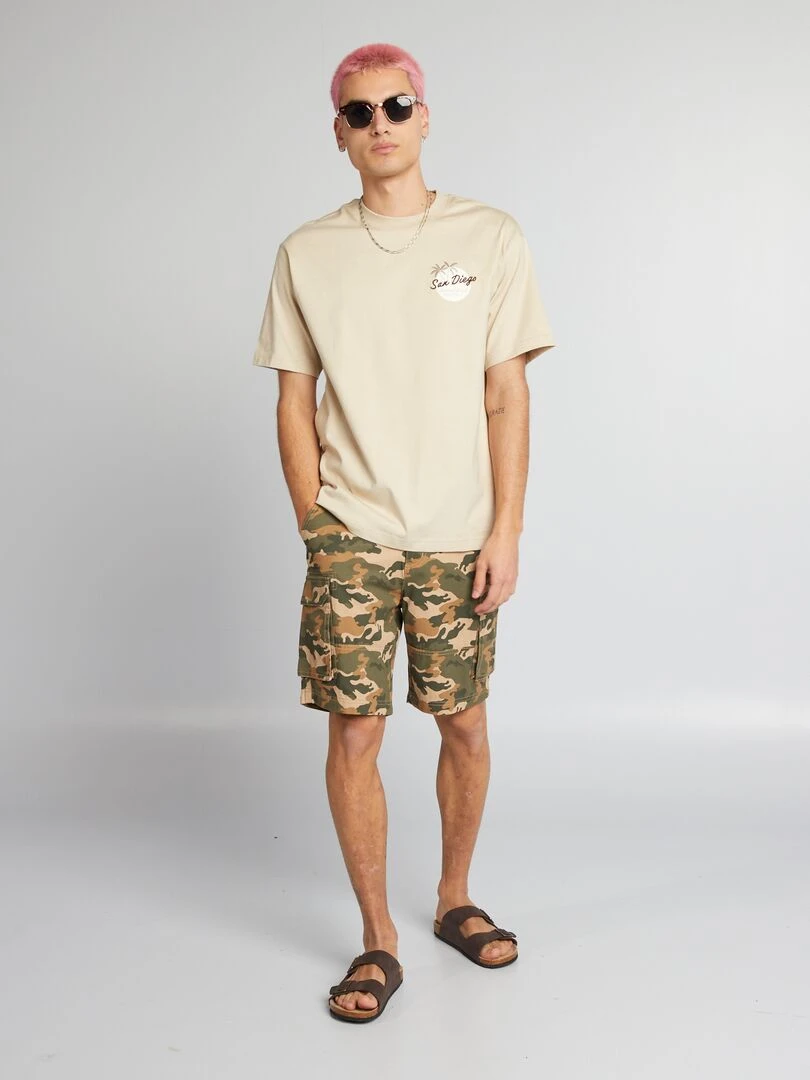 Short chino avec poches sur les côtés Kaki