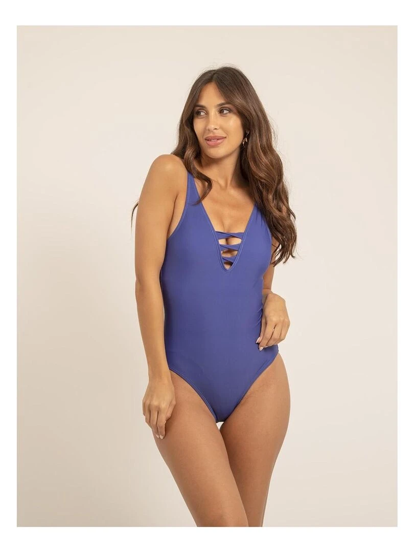 Maillot 1 pièces découpes GISELLE   Bleu roi