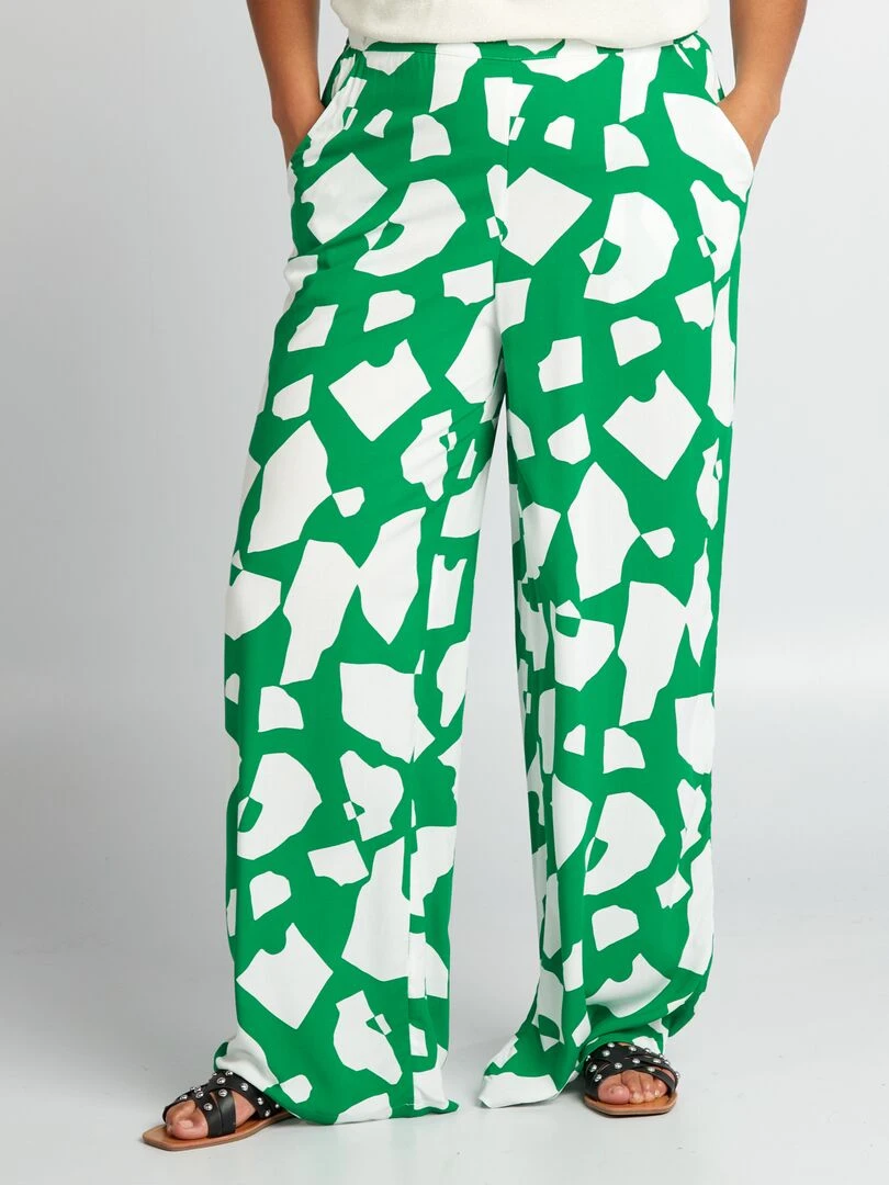 Pantalon large avec imprimé graphique Vert