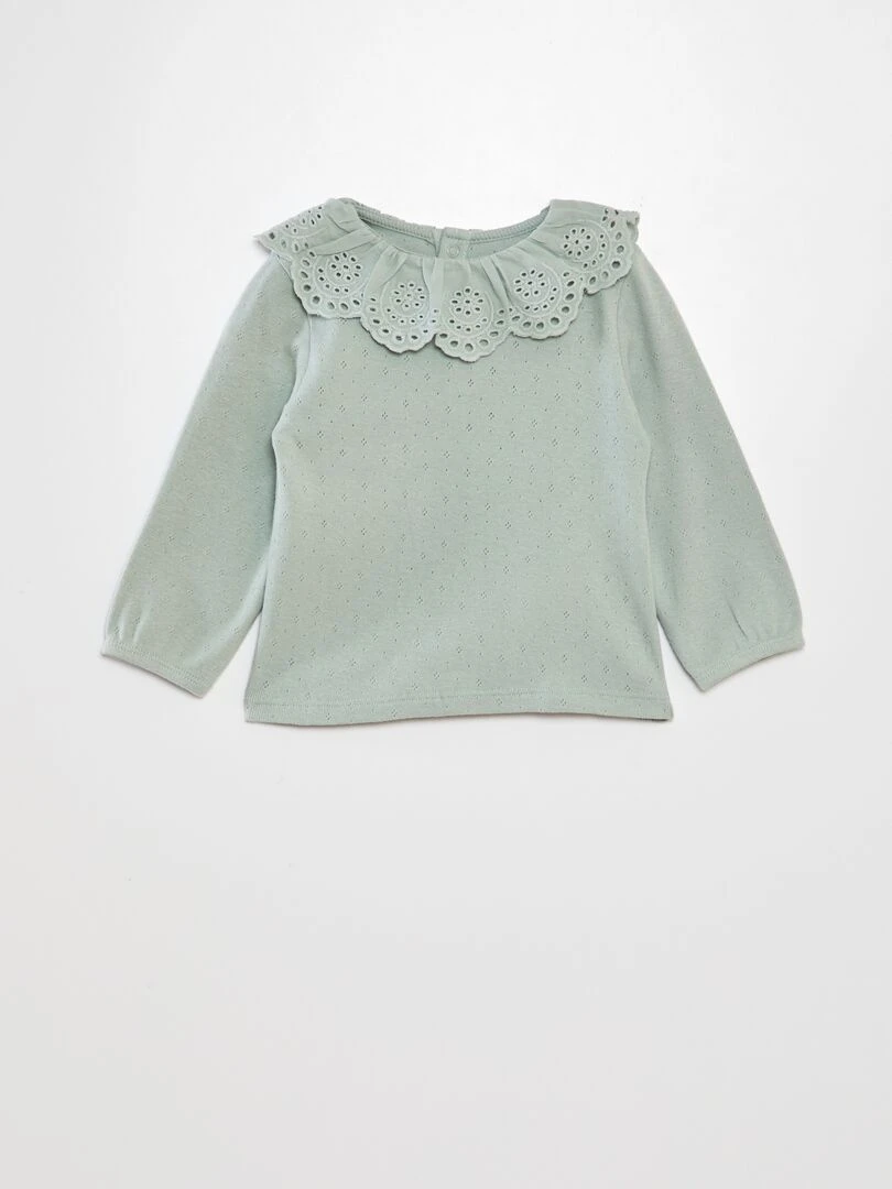 T shirt en maille pointelle Vert
