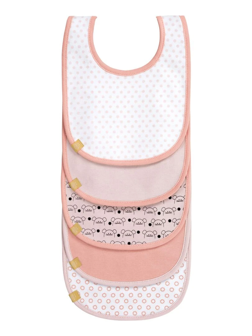 Lot de 5 bavoirs en éponge imperméable 3 18 mois Souris Rose