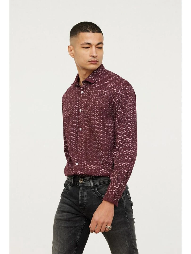 Lee Cooper   Chemise manches longues coton regular DUOMO   Rouge foncé