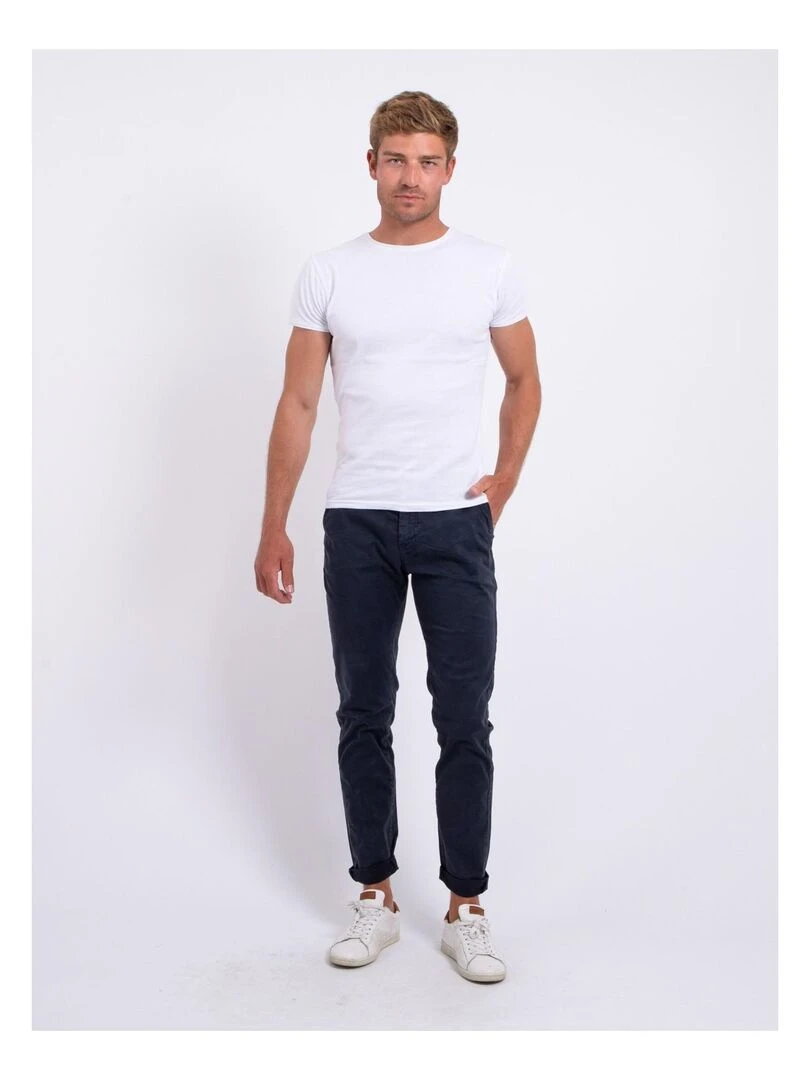 Pantalon chino coupe ajustée CARLTARO   Bleu marine