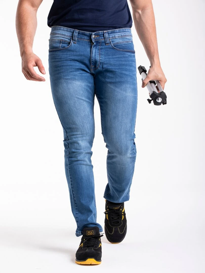 Jeans de travail coupe droite ajustée stretch super stone washed WORK1 'Rica Lewis' Bleu