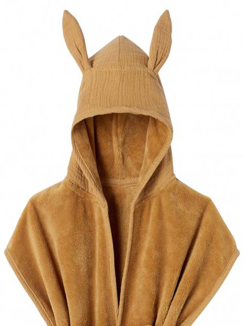 Peignoir Bébé Et Enfant À Capuche En Bambou   Marron