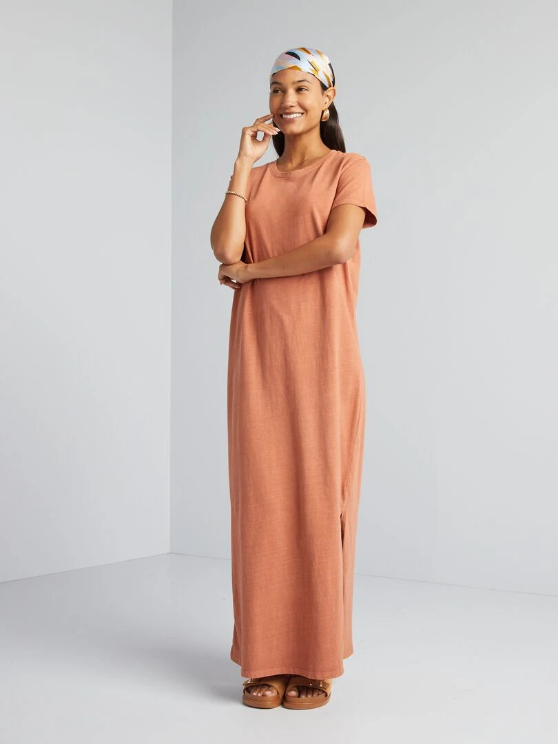 Robe T shirt  maxi   Marron