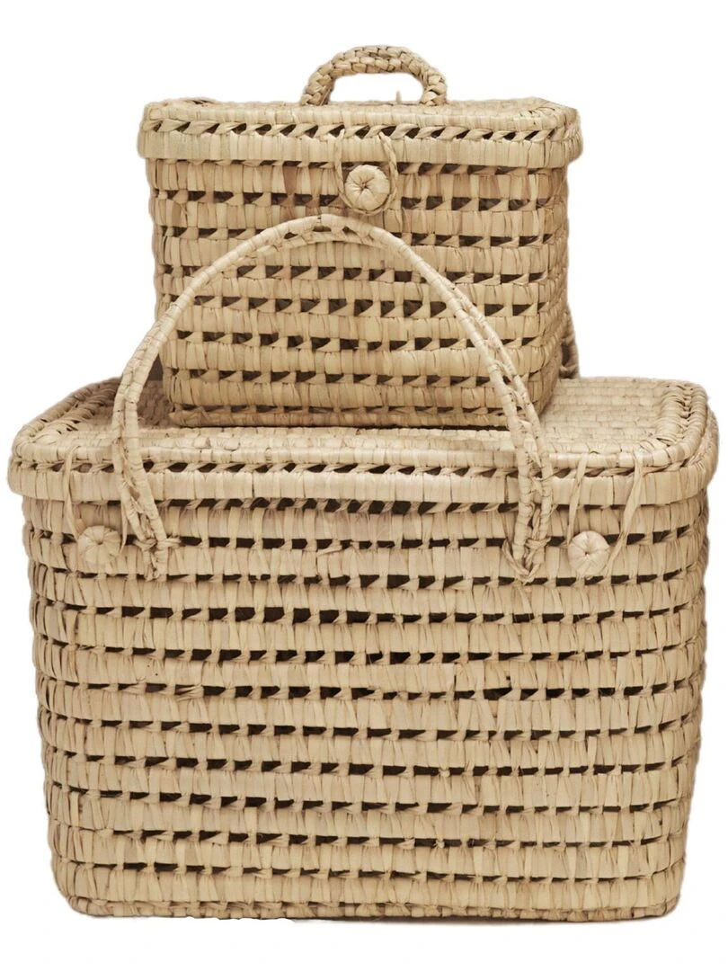 Coffre de rangement feuille de palmier   Beige clair