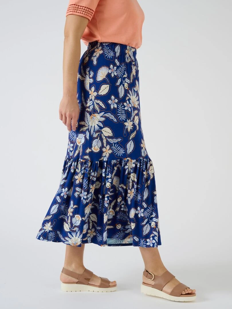 Jupe maille base volantée fibres Lenzing(TM) EcoVero(TM) .   Damart   Bleu