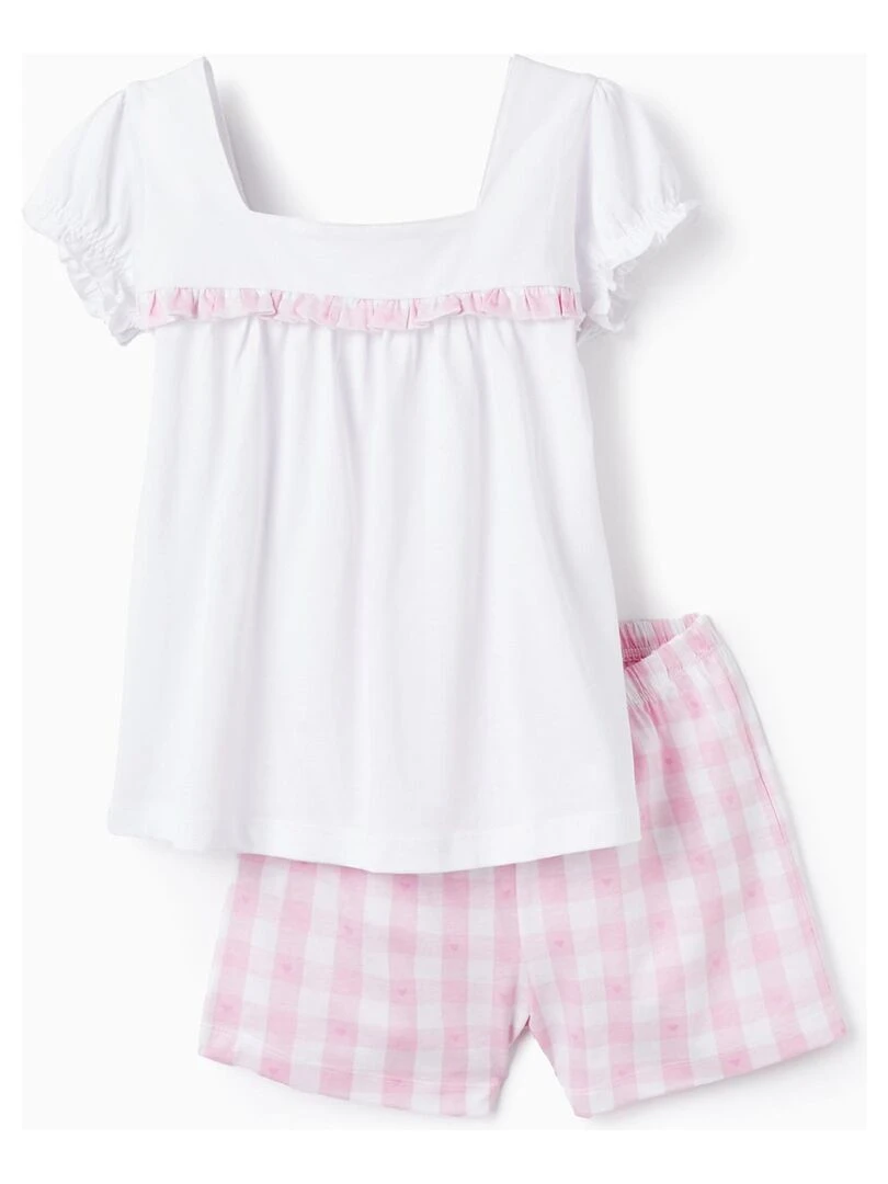 Pyjama en coton pour fille 'Cœurs' manches courtes ESSENTIALS LINE Rose clair