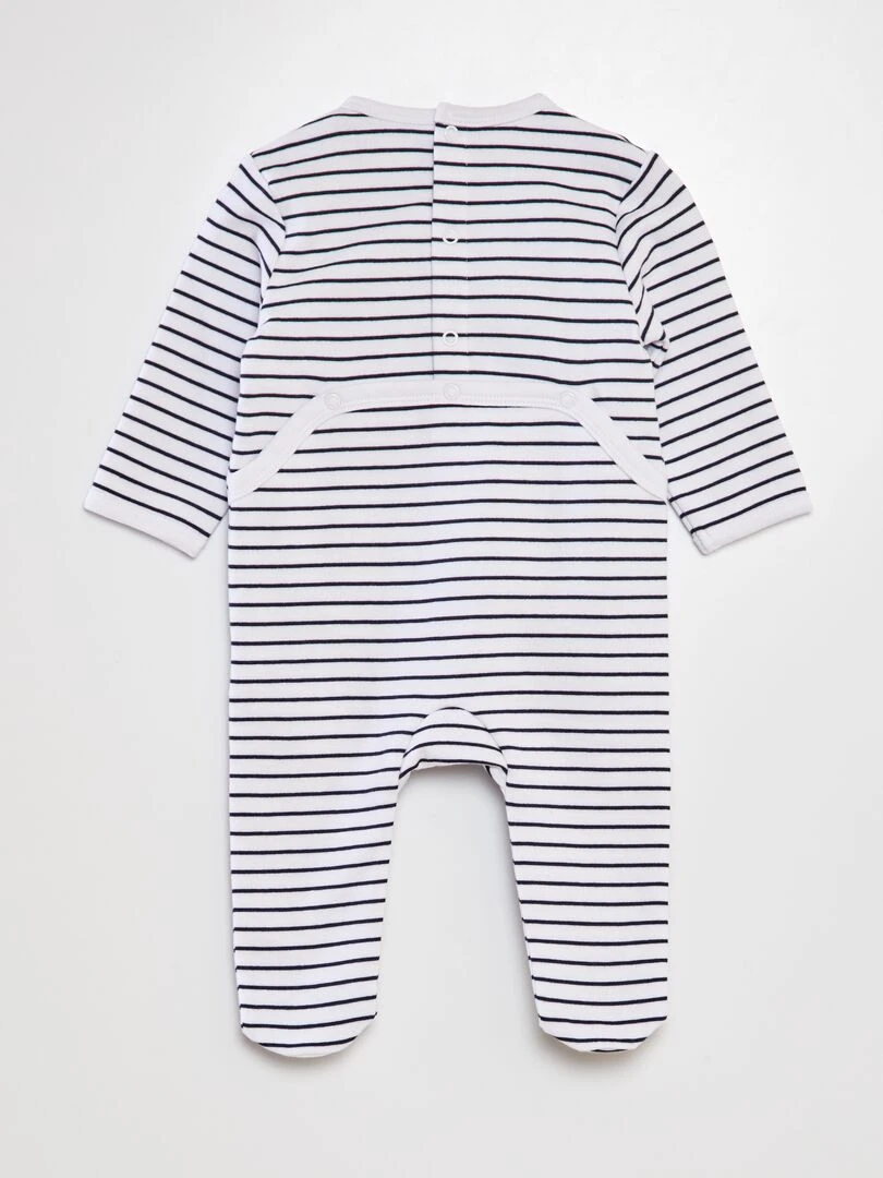Ensemble pyjama + body + bavoir 'petit coeur d'amour'   Blanc/marine