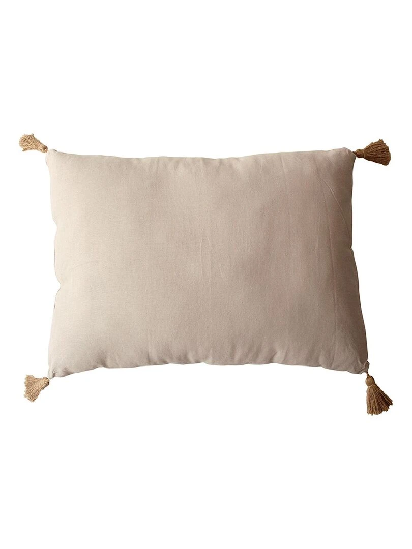Coussin avec pompons en jute Beige