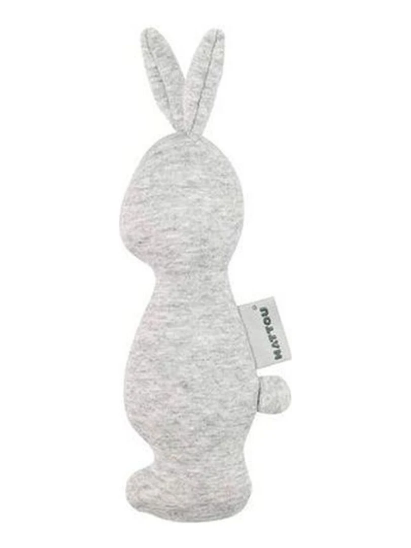 doudou Nattou Lapin Gris 100% coton Pure Hochet Gris