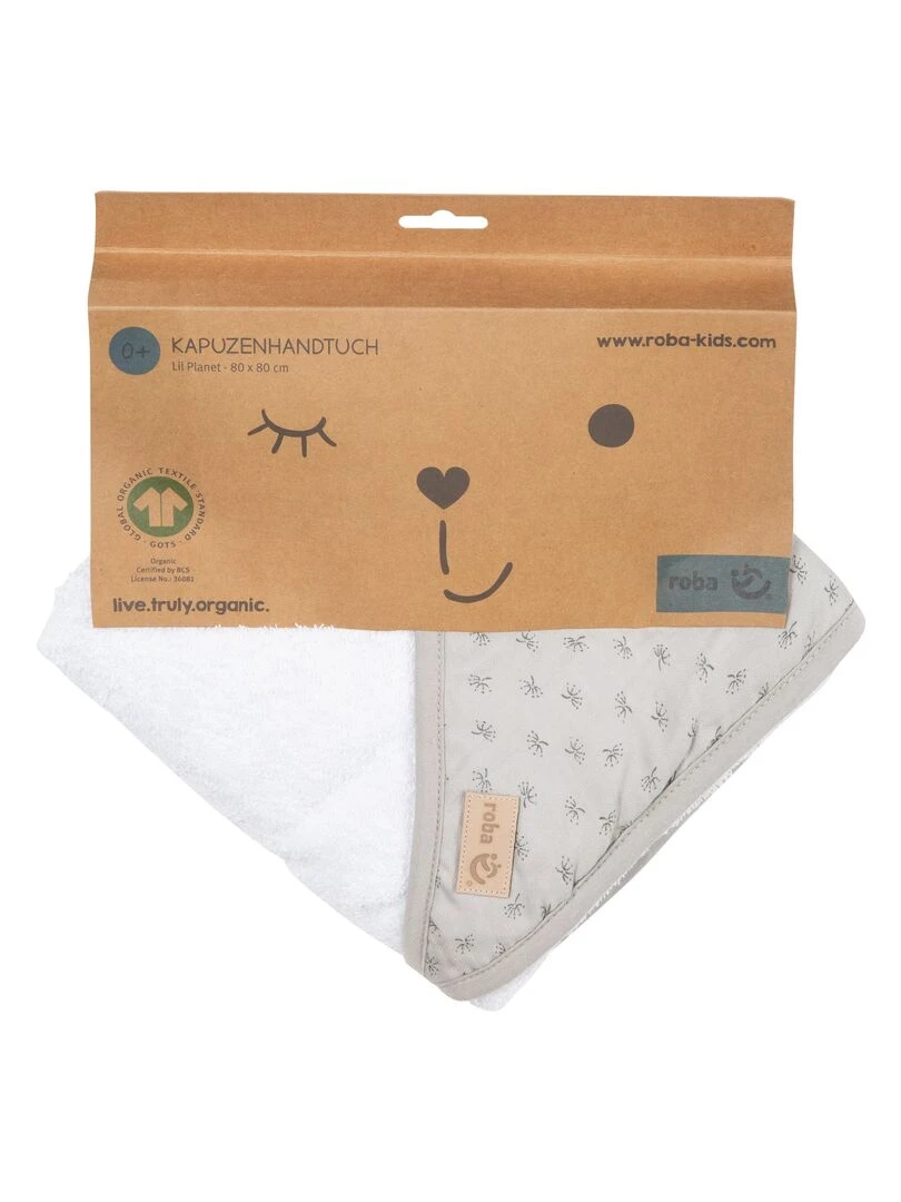 Cape de Bain Bébé "Lil Planet"   100% Coton bio OEKOTEX   'ROBA'   Gris