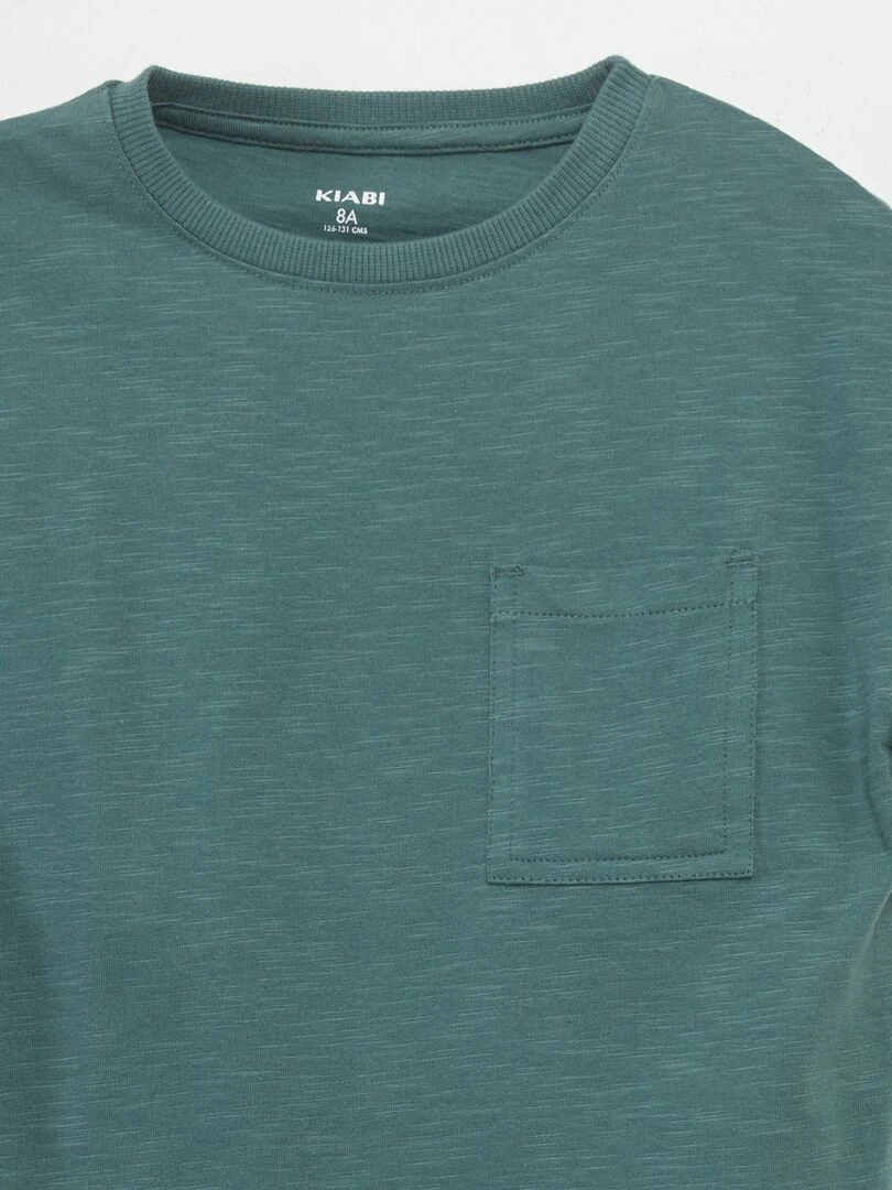 Tee shirt uni en maille moulinée Vert sapin