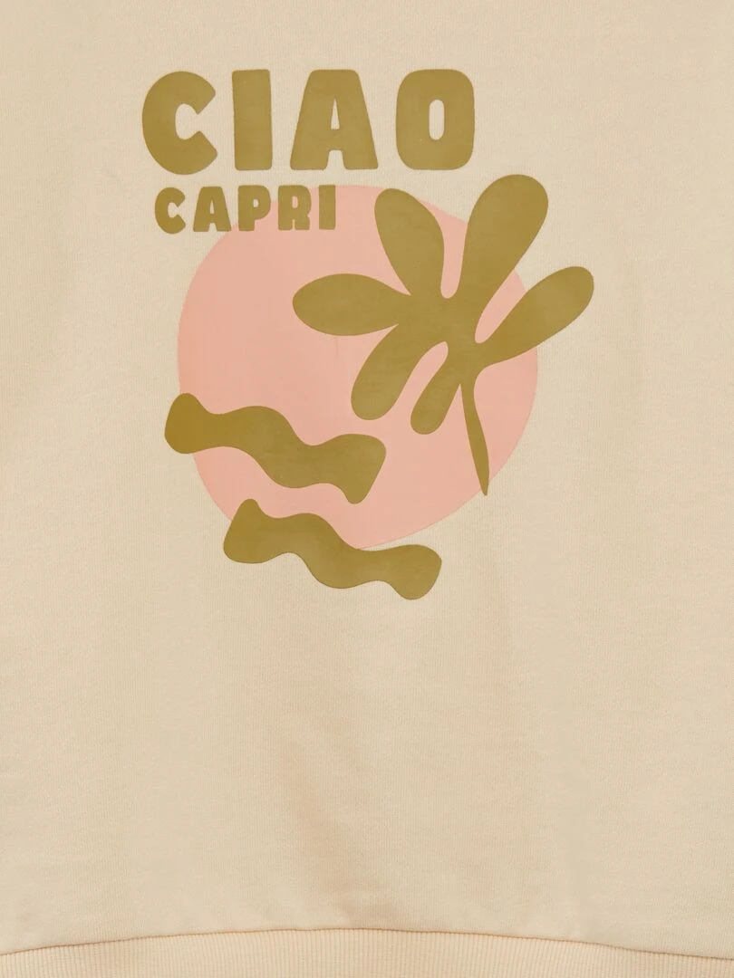 Sweat en molleton à col rond   Grafik Edition   Beige