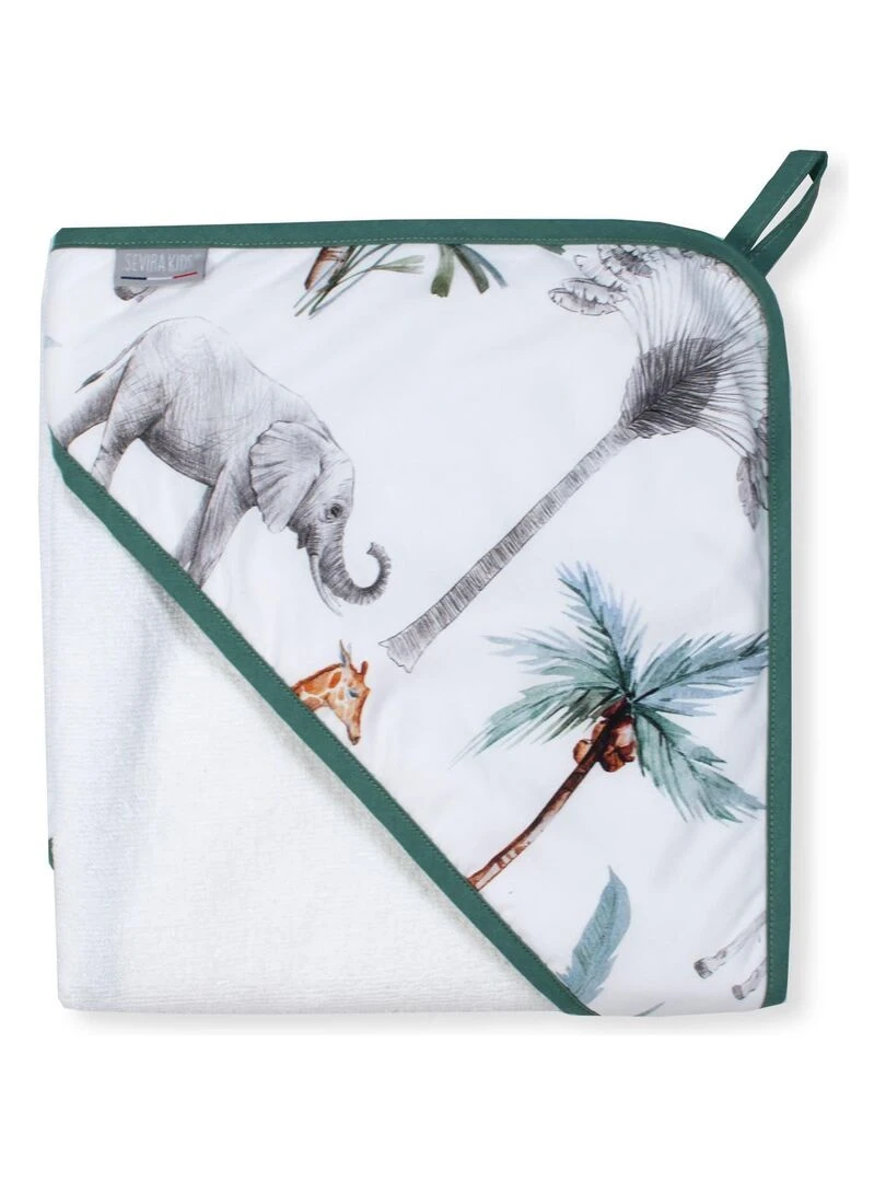 Ma première cape de bain en coton et bambou Safari Blanc