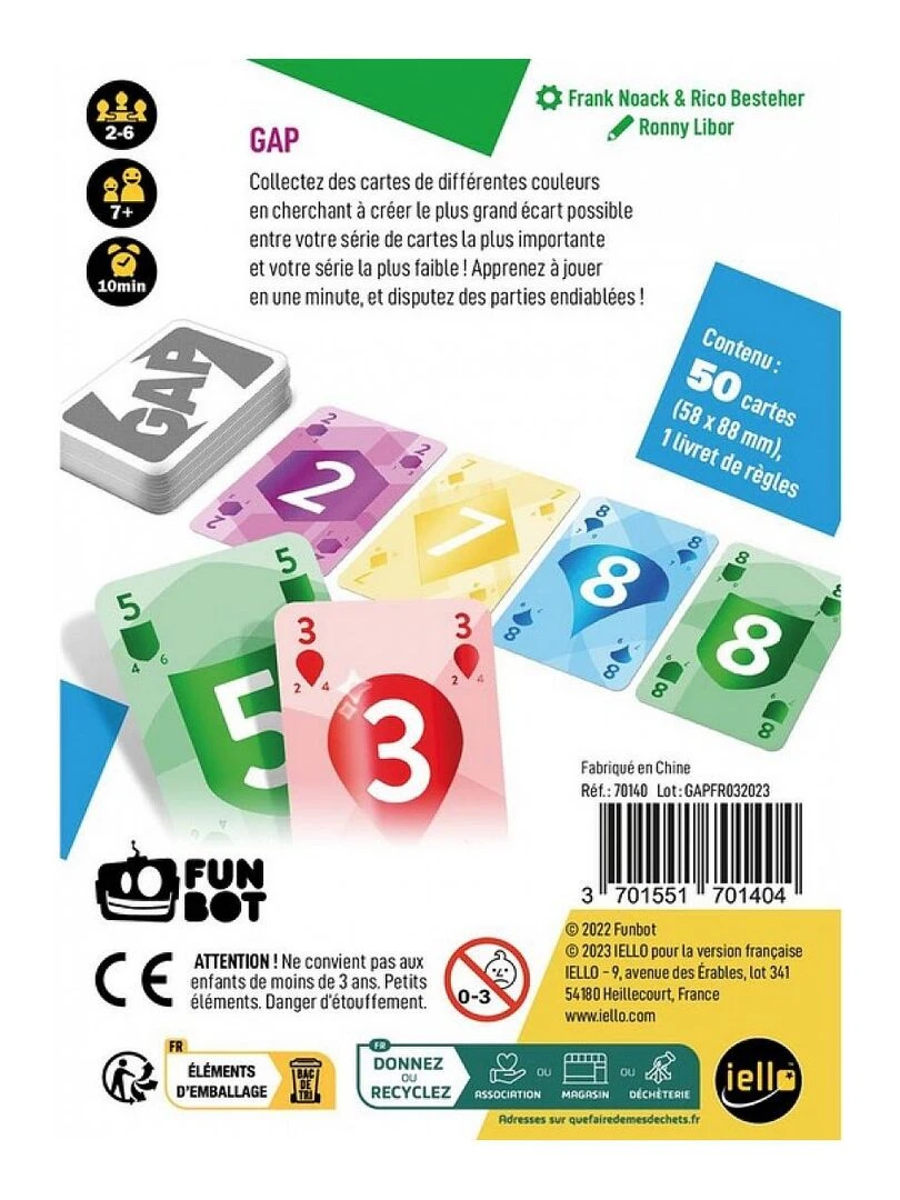Gap jeux de carte de combinaison N/A