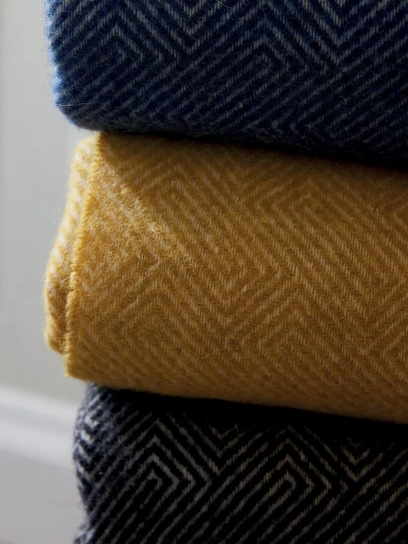 Plaid mélangé avec laine en mérinos   Bleu