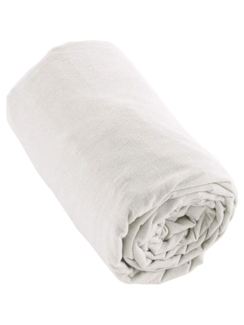 Drap housse en Flanelle de Coton Blanc