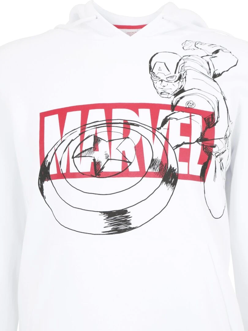Sweat à capuche adulte Logo Marvel Captain America   Polycoton   Blanc   XXL   Blanc
