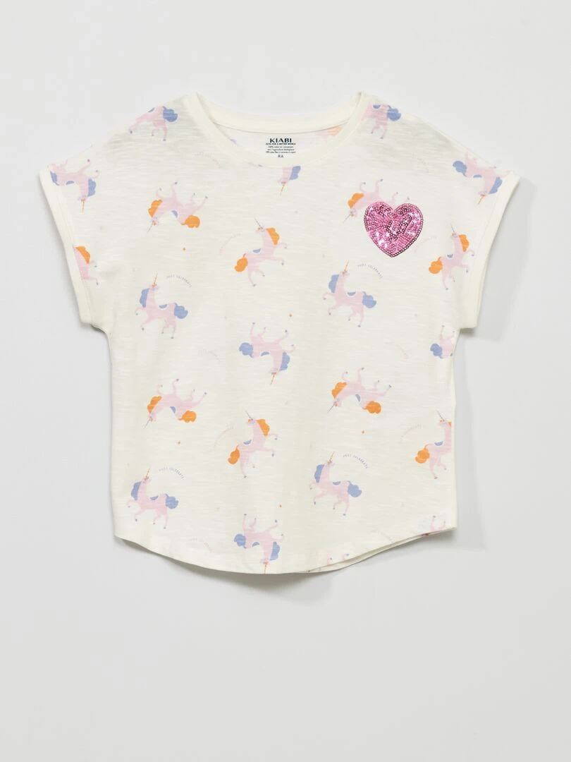 Débardeur avec cœur en sequins Blanc