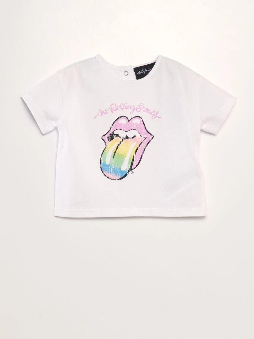 T shirt en jersey 'Rolling Stones' blanc
