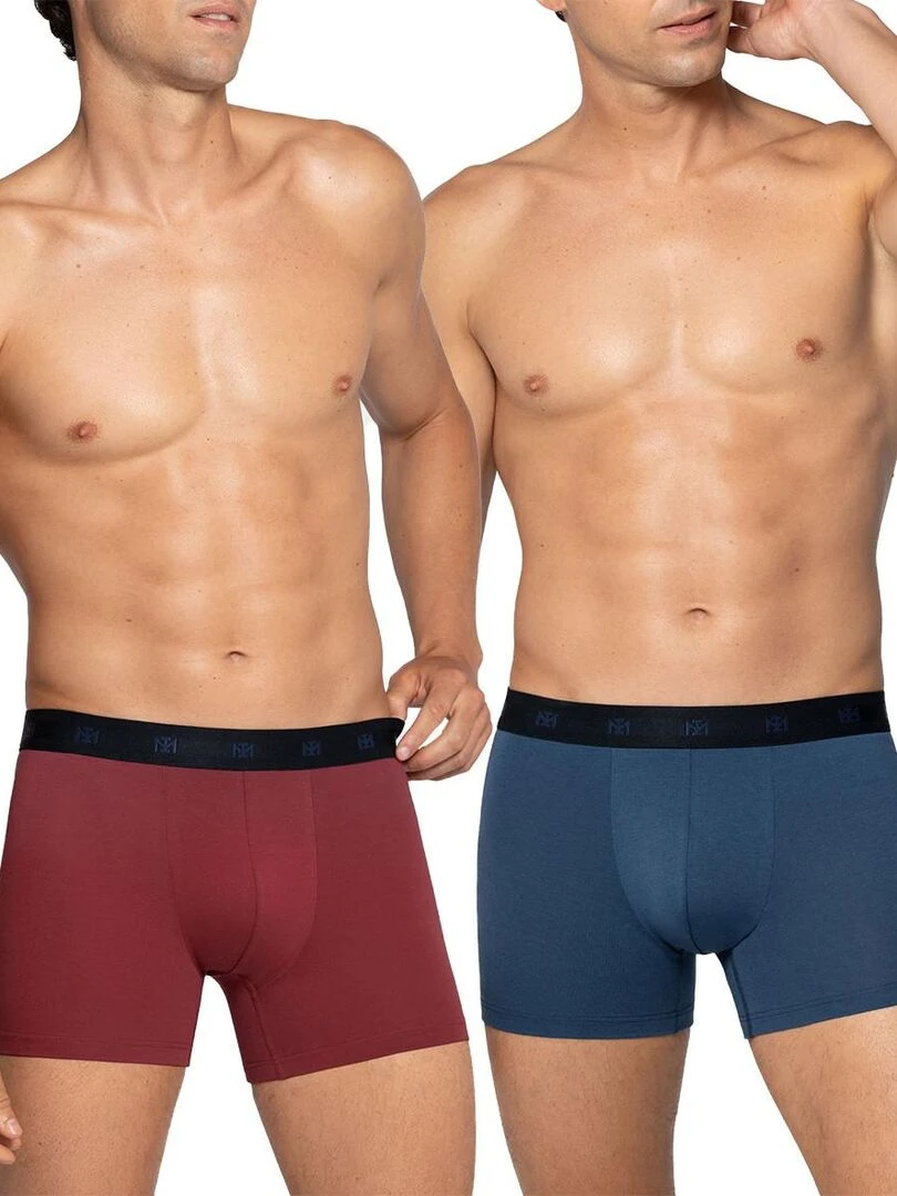 Pack de 2 boxers en coton uni Rouge