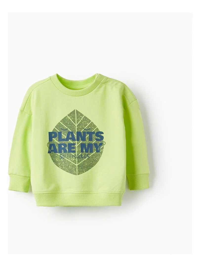 Sweat pour Bébé Garçon 'Les Plantes Sont Mes Compagnons de Sol' NATURE TAKEOVER Vert clair
