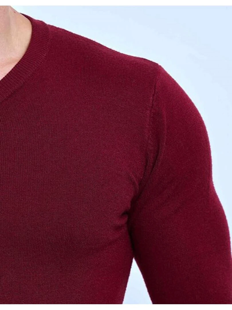 Pull manches longues col V Kebello   Bordeaux