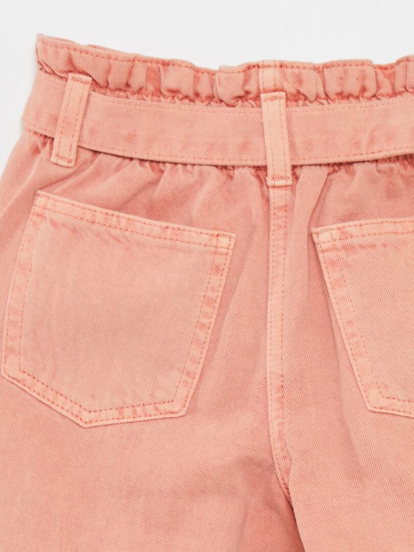 Jean mom à taille ceinturée   Rose