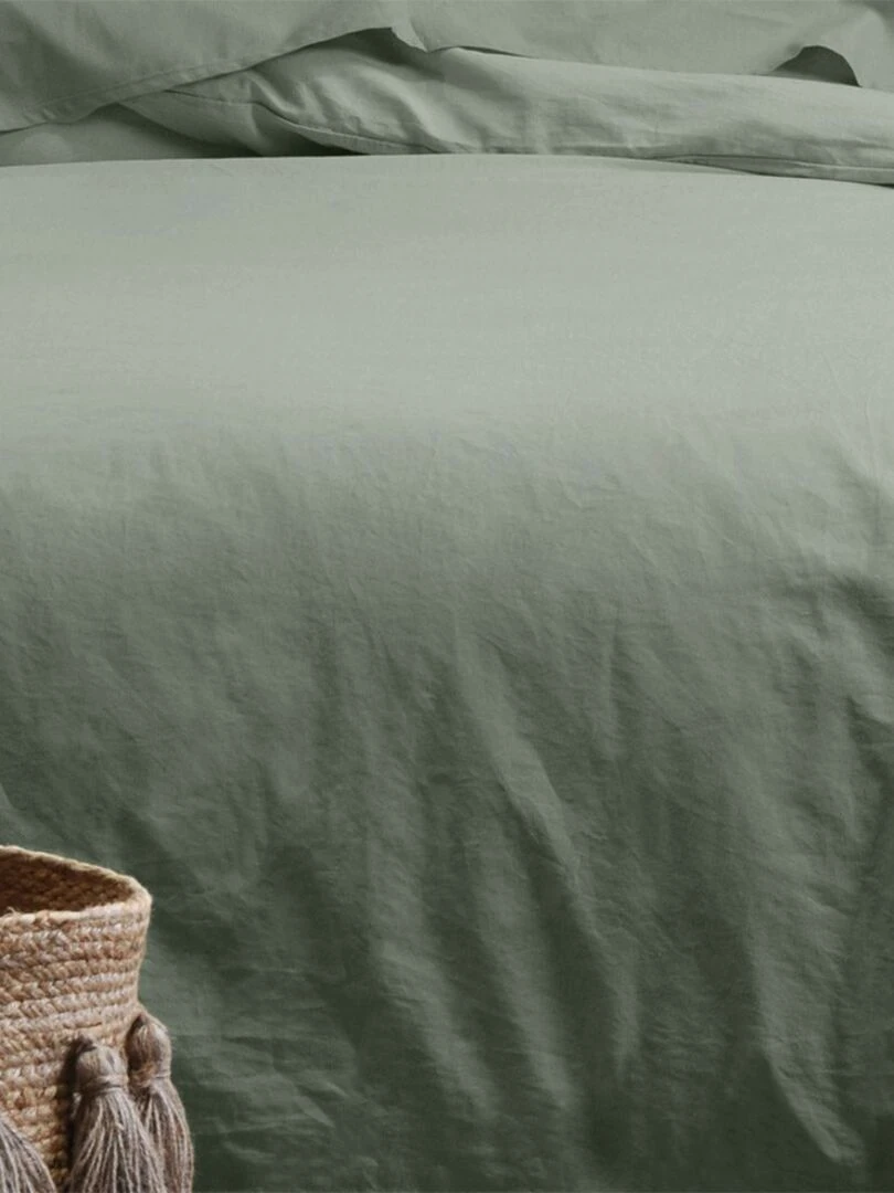 Housse de couette 240x220 Horizon kaki 100% coton bio 57 fils   Vert