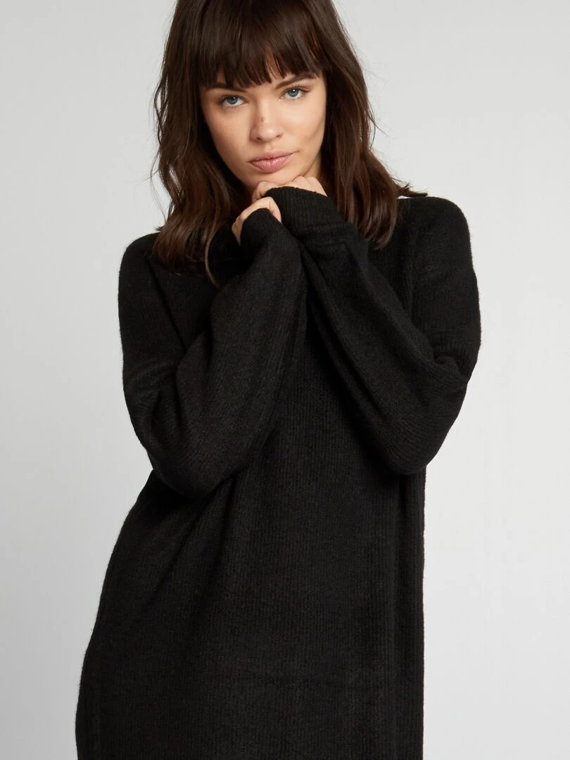 Robe pull longueur midi Noir uni