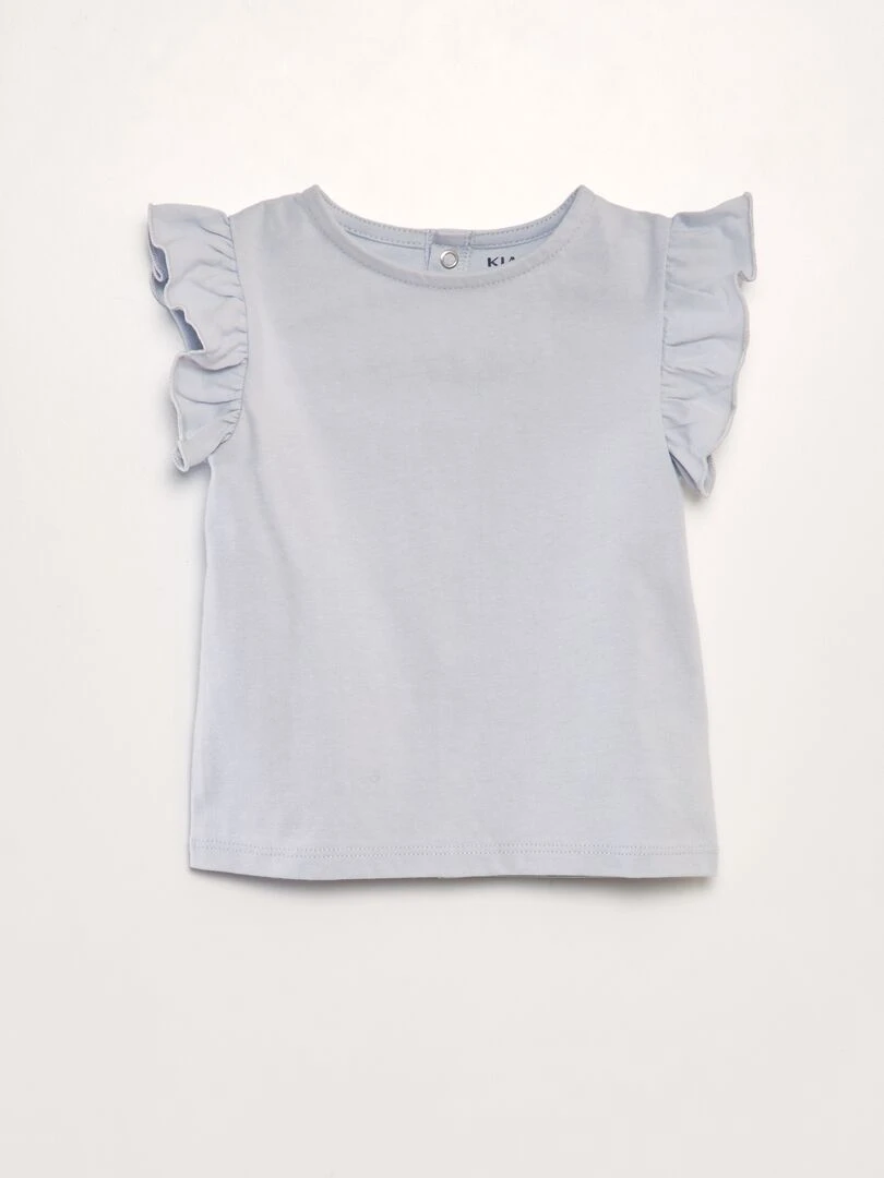 T shirt à volants Bleu ciel