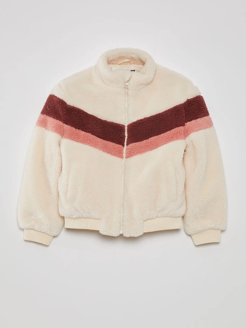Doudoune en sherpa colorblock Blanc