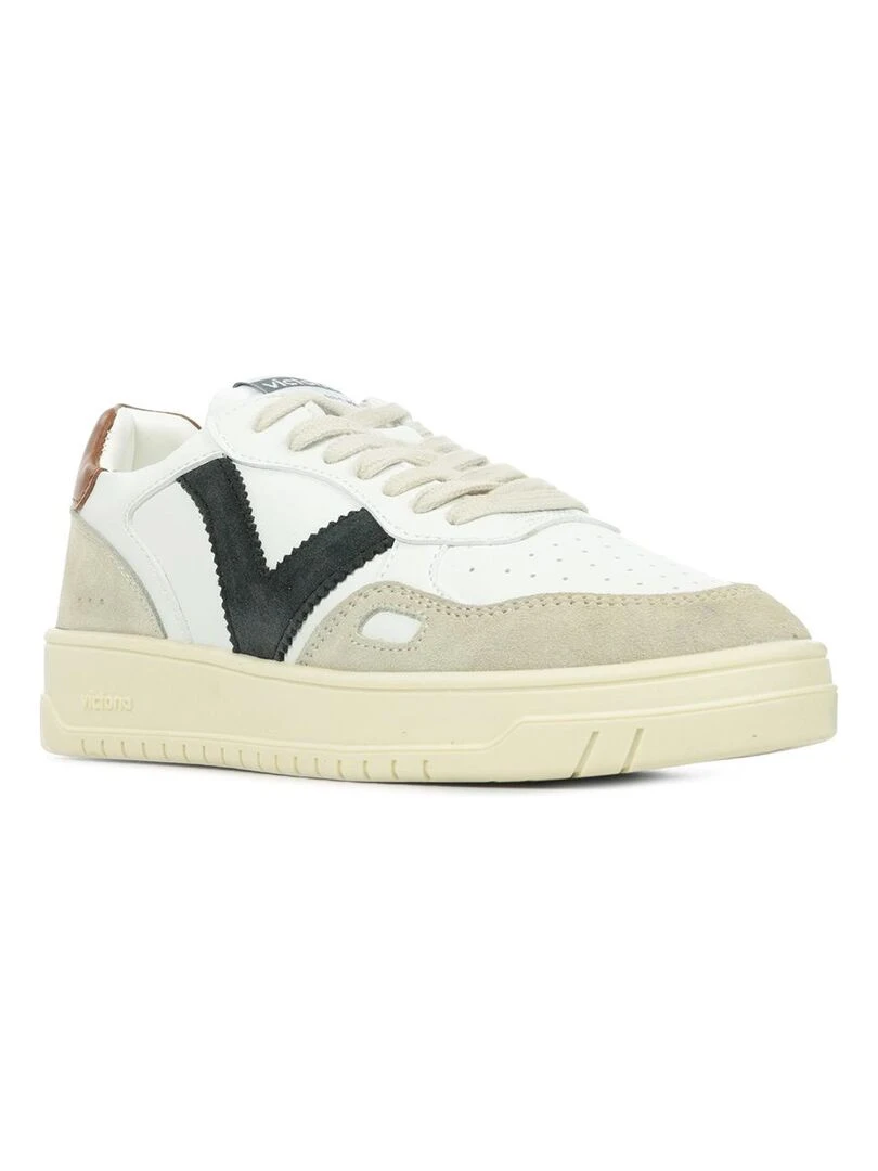Baskets Victoria Seul Efecto Piel Serraje Blanc Marron Noir