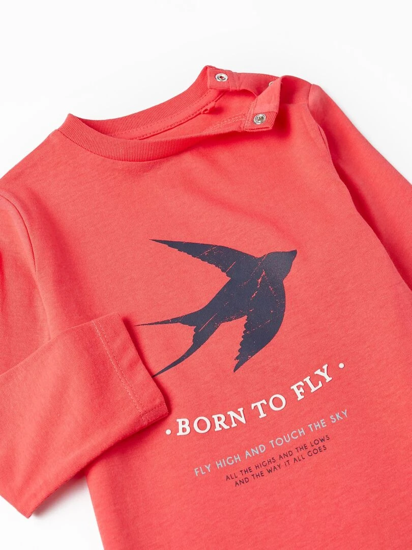 T shirt à manches longues pour bébé garçon 'Born to Fly' manches longues SPRING BEGINS   Rose