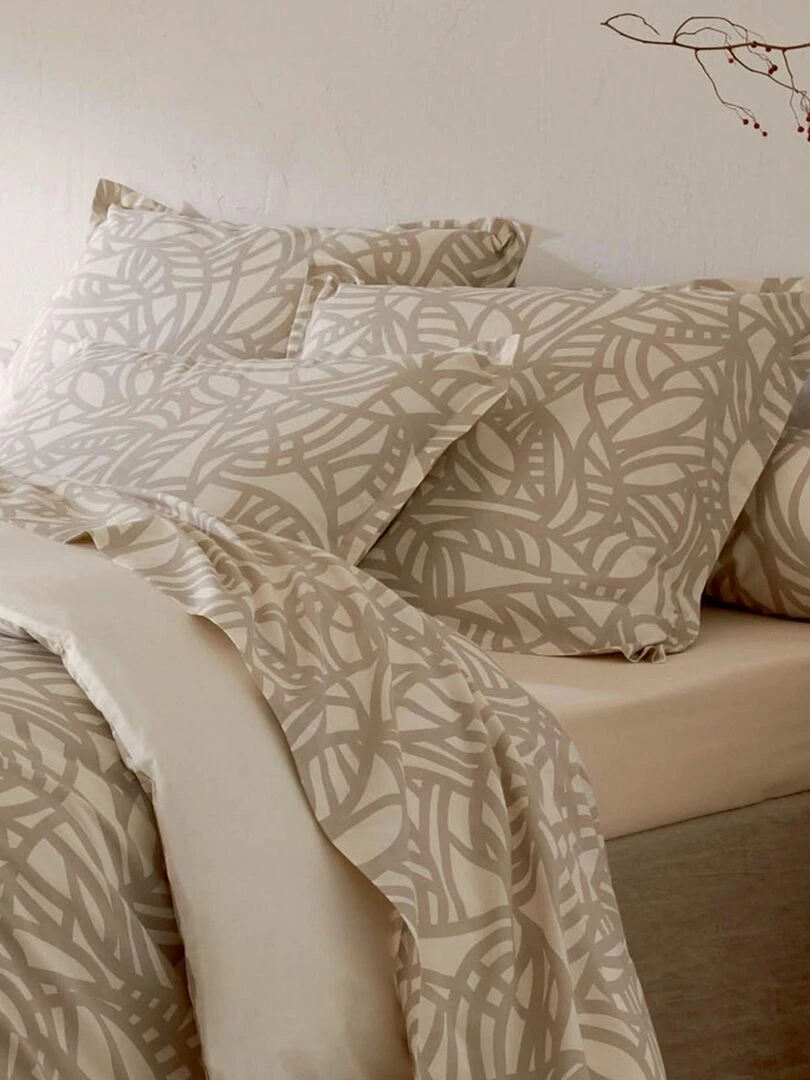 Parure de couette imprimée graphique   Beige