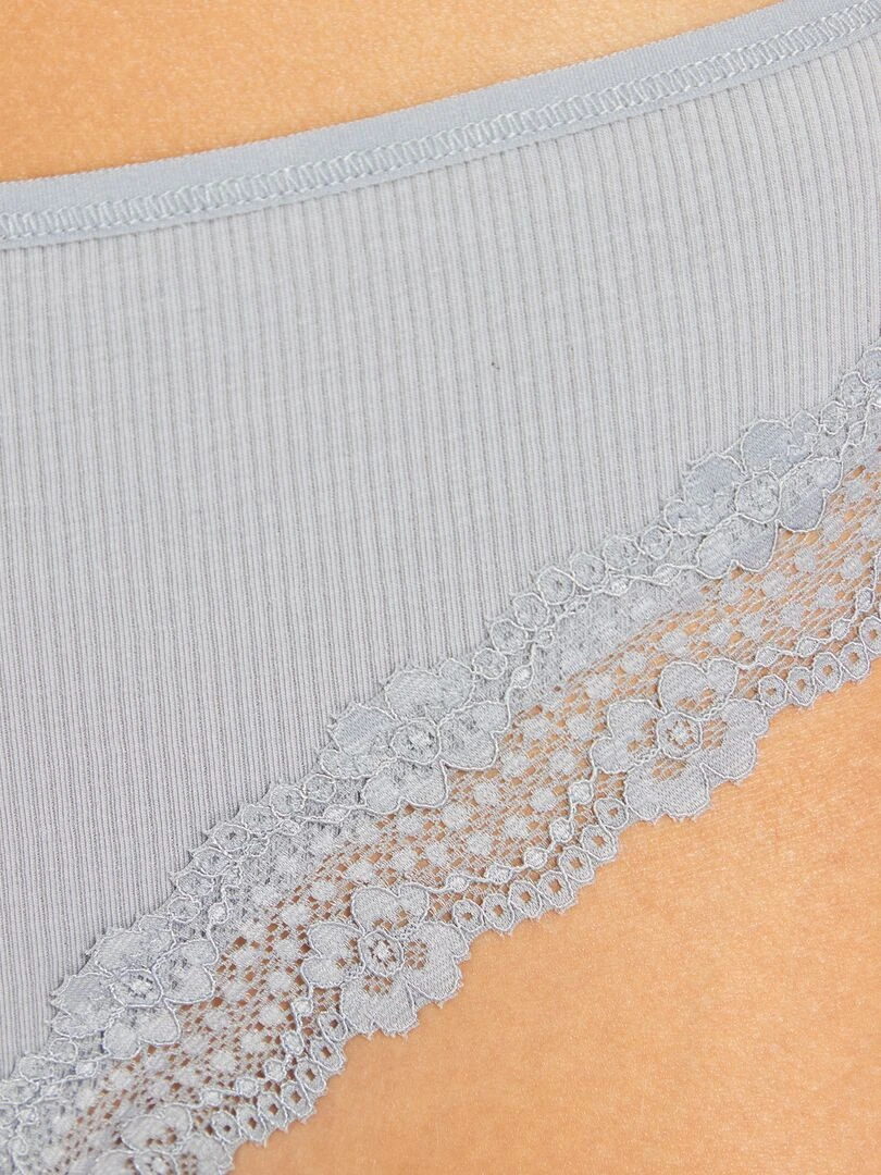 Lot de 3 tangas maille côtelée   rose/gris bleuté/gris foncé